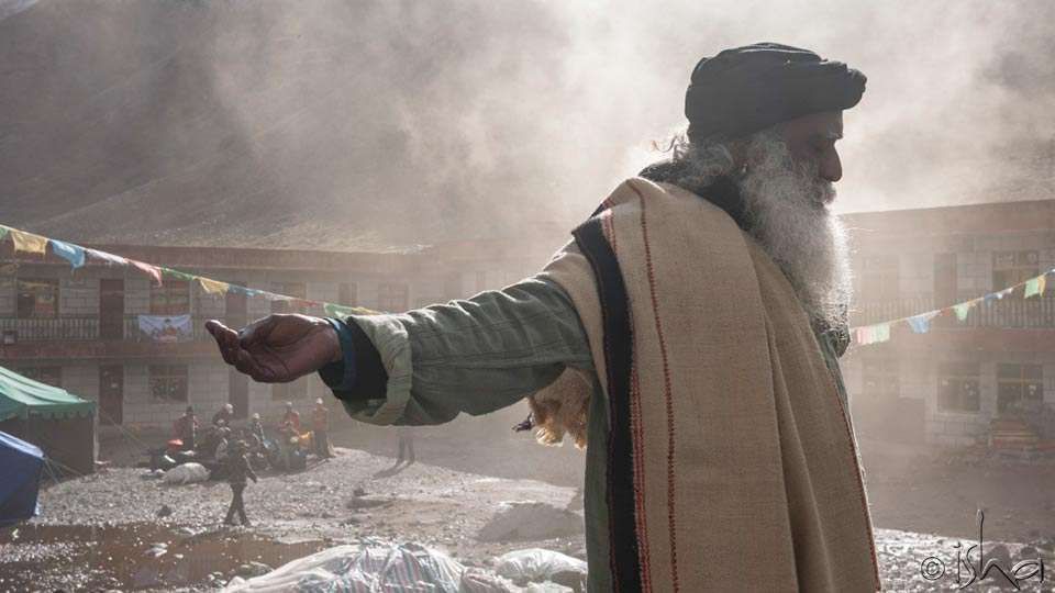 Passion to Compassion - Sadhguru with outstretched arms at Nepal