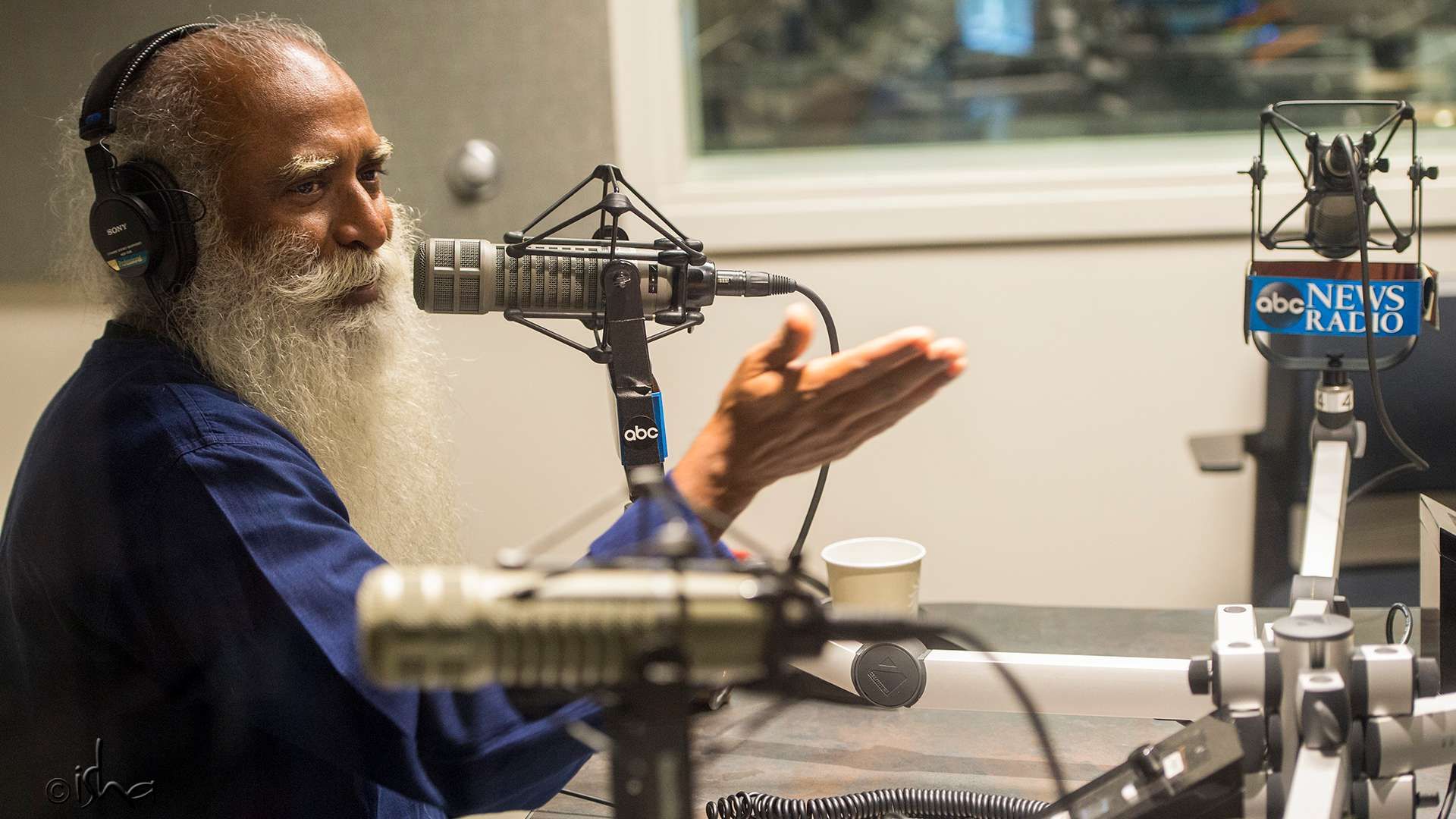 Sadhguru recording podcast at the ABC Studios on 24 October 2016