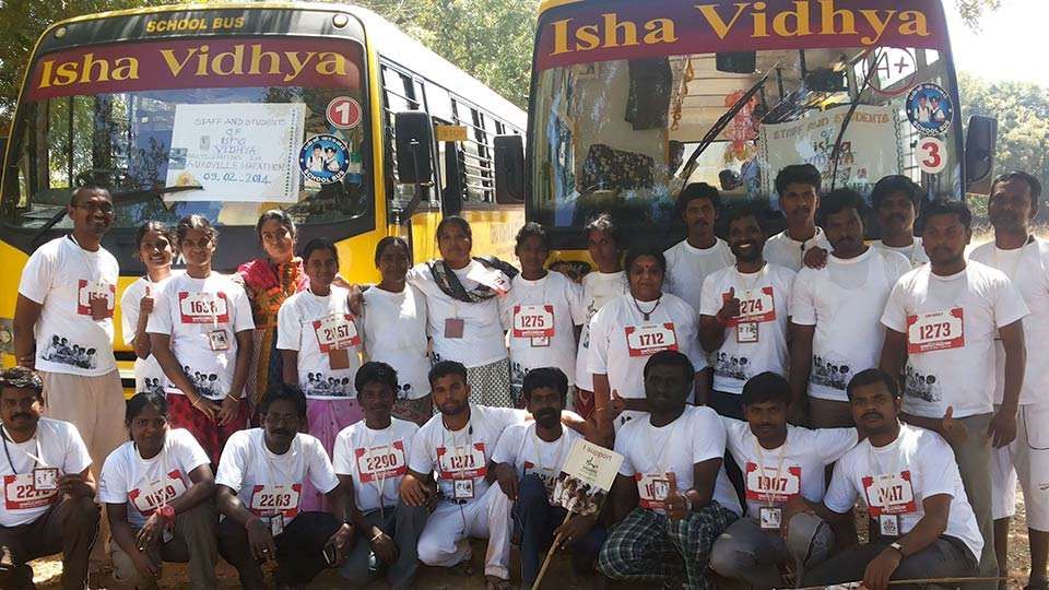 Barefoot Brigade at Auroville Marathon - Isha Vidhya Team