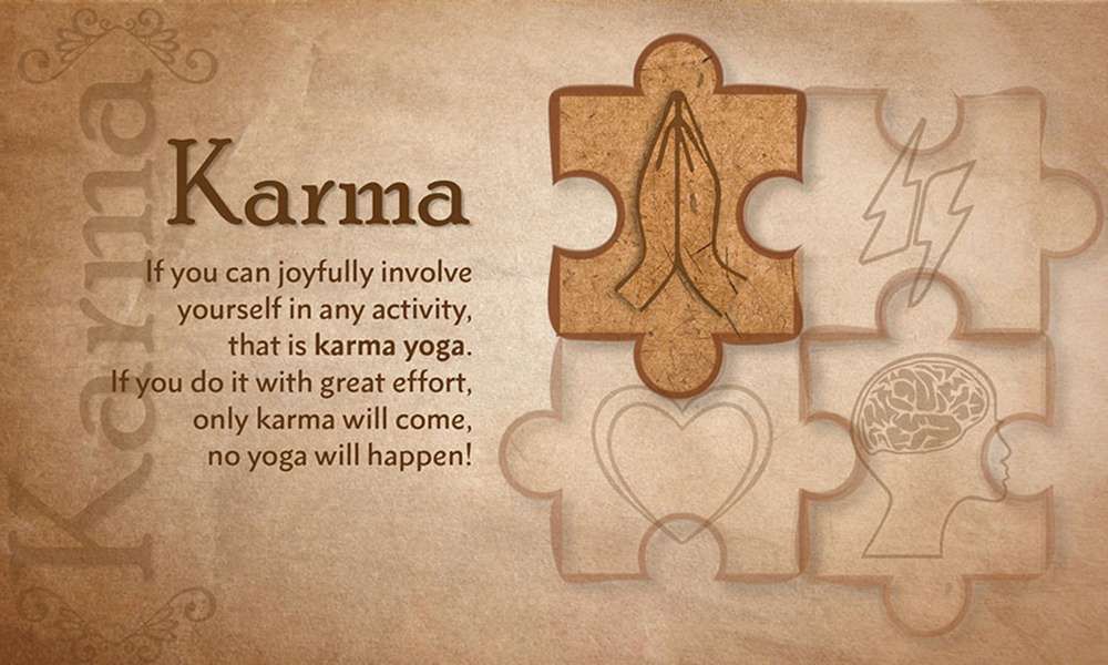 Karma Yoga Illustration, mit kurzem Text