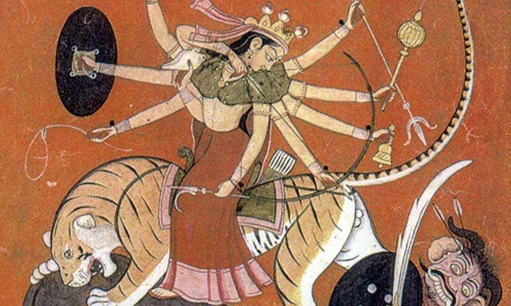 Durga, Mahisasuramardini, Image courtesy: Wikipedia | Why is Devi Depicted Standing on a Buffalo?