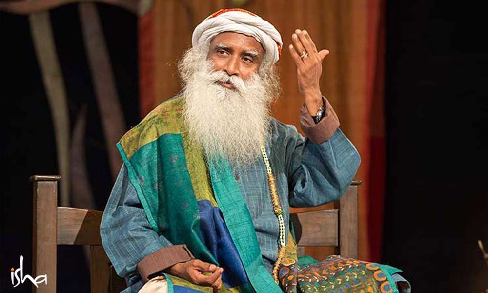Picture of Sadhguru while talking about the significance of the ring finger