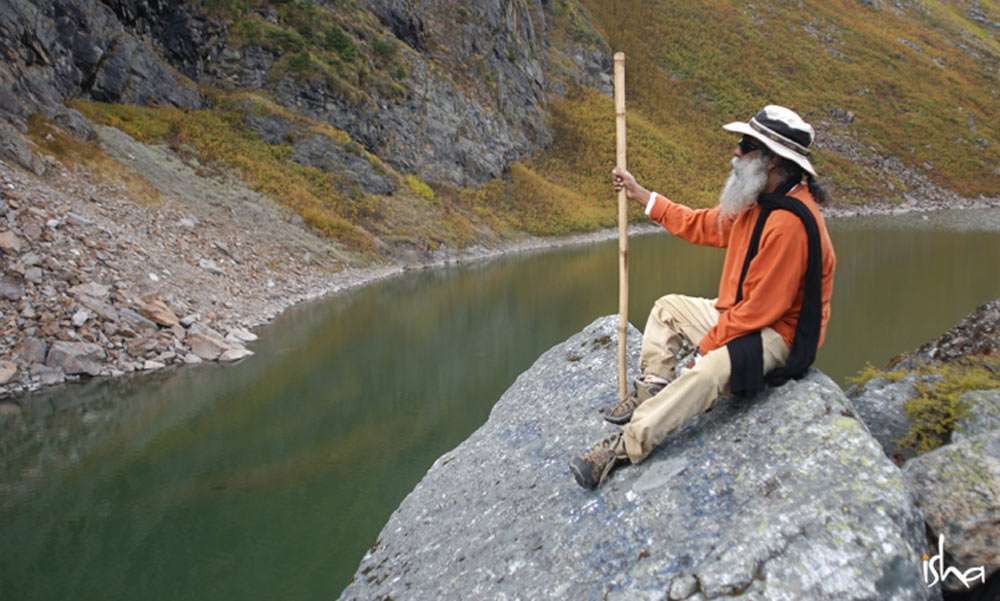 Sadhguru at Kantisarovar in Himalayas, where he experienced everything as sound