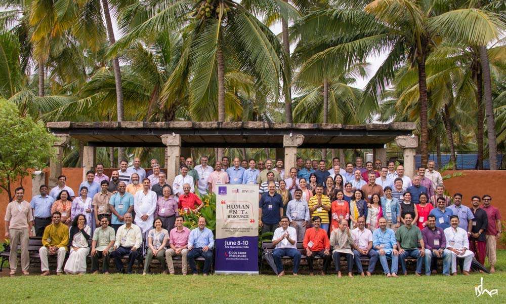 The 77 participants of the Isha HR Conclave program of June 8-10, 2018 | Making the Leap from Human Resource to Boundless Possibility – Isha HR Conclave
