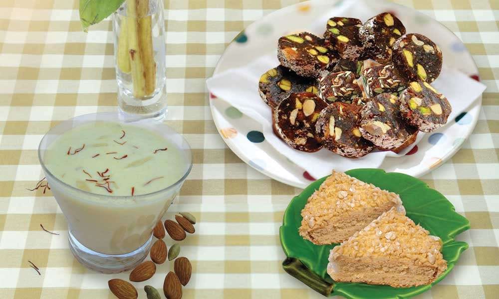 दिवाली रेसिपी - काजू का केक , खजूर का रोल, बादाम की खीर
