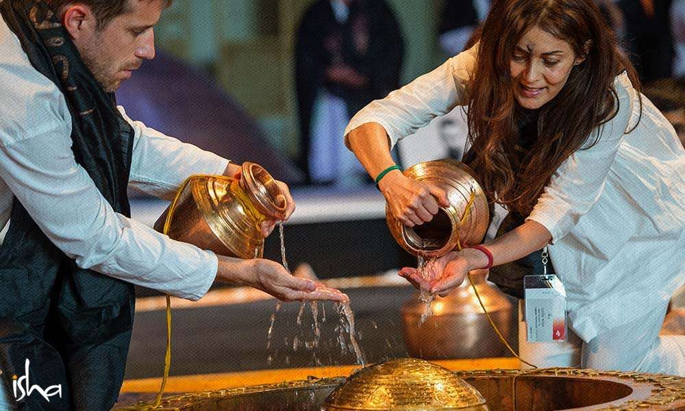 Offering Water to the Linga at the Adiyogi-Abode of Yoga, III, USA | Investing in Infrastructure to Raise Human Consciousness