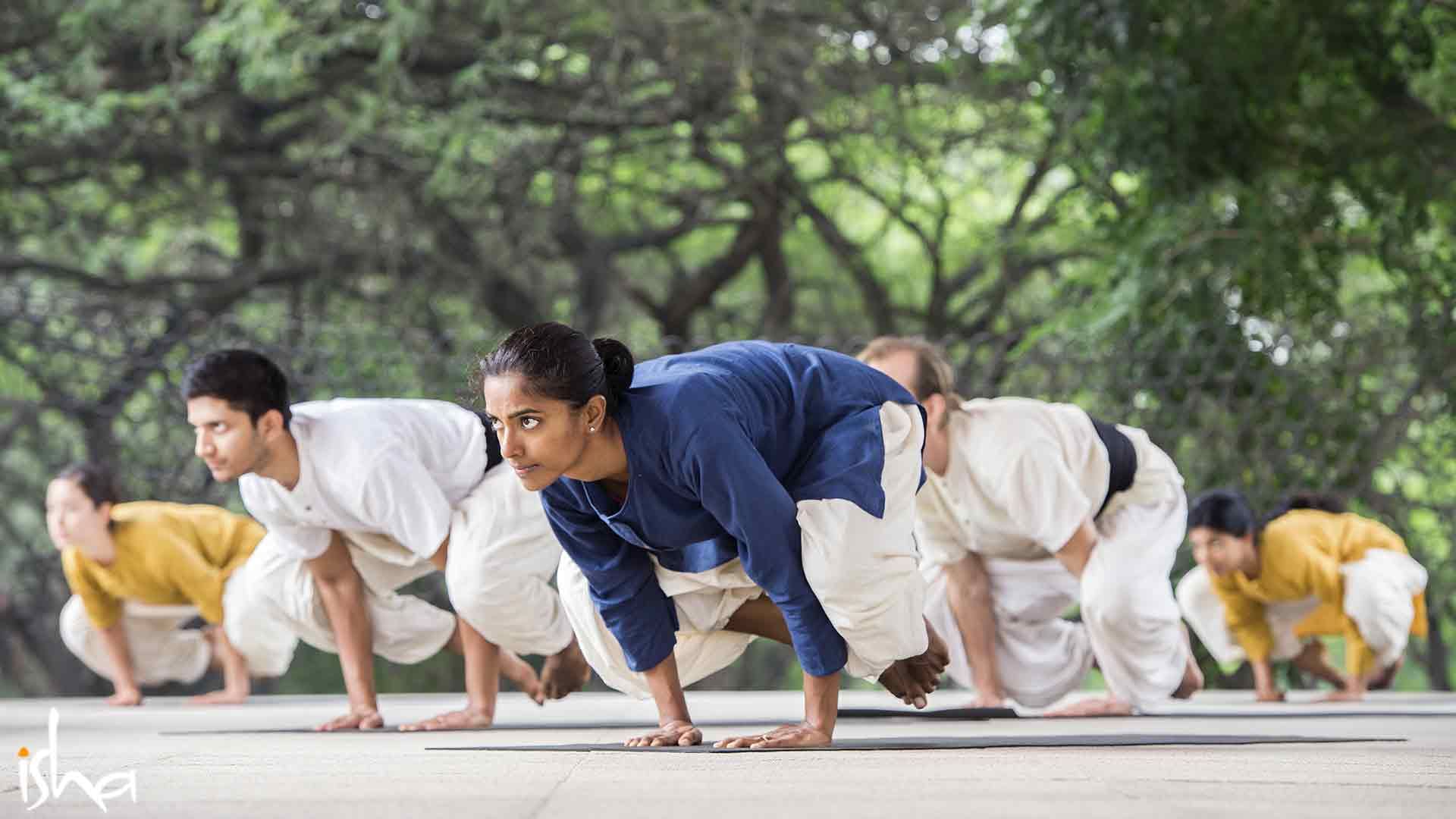 Hands folded prayer pose in Isha hatha y... | Stock Video | Pond5