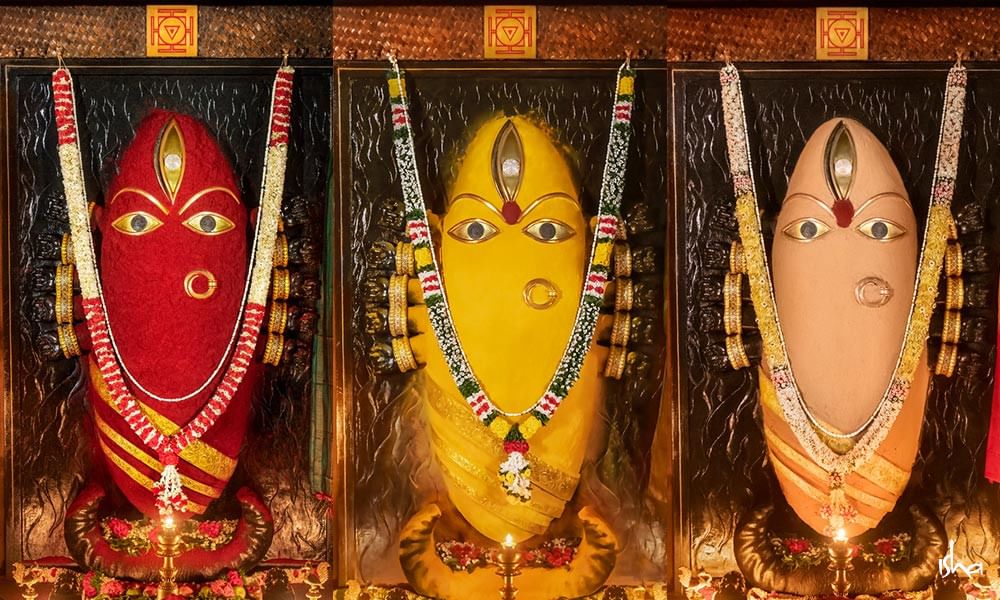 linga bhairavi in navratri as durga laxmi and saraswati