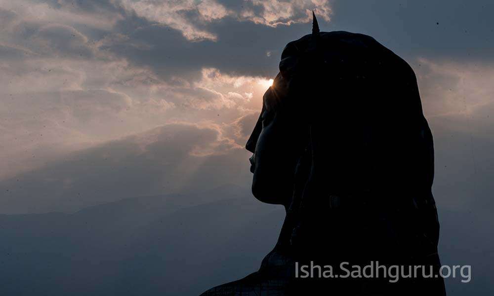Adiyogi Shiva Statue blocking the sun.