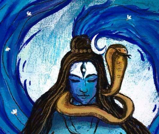 Shiva and Ganga - drawing of shiva with dreads