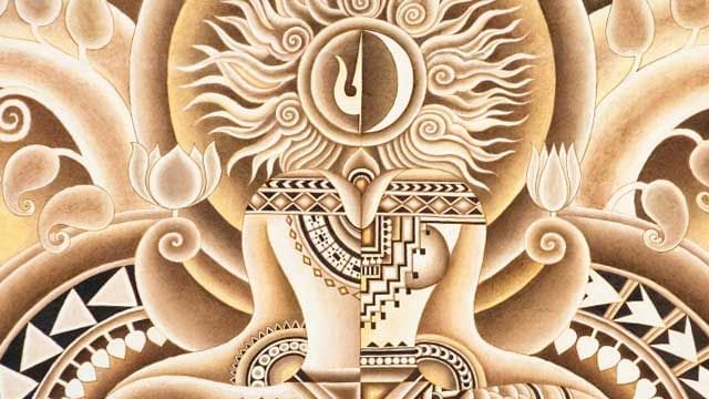 Ardhanarishvara painting in Spanda Hall, Isha Yoga Center | Are You A Fan of Positive Thinking? Then Think Again