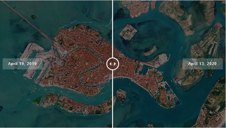 Venice water Canals before and after lockown