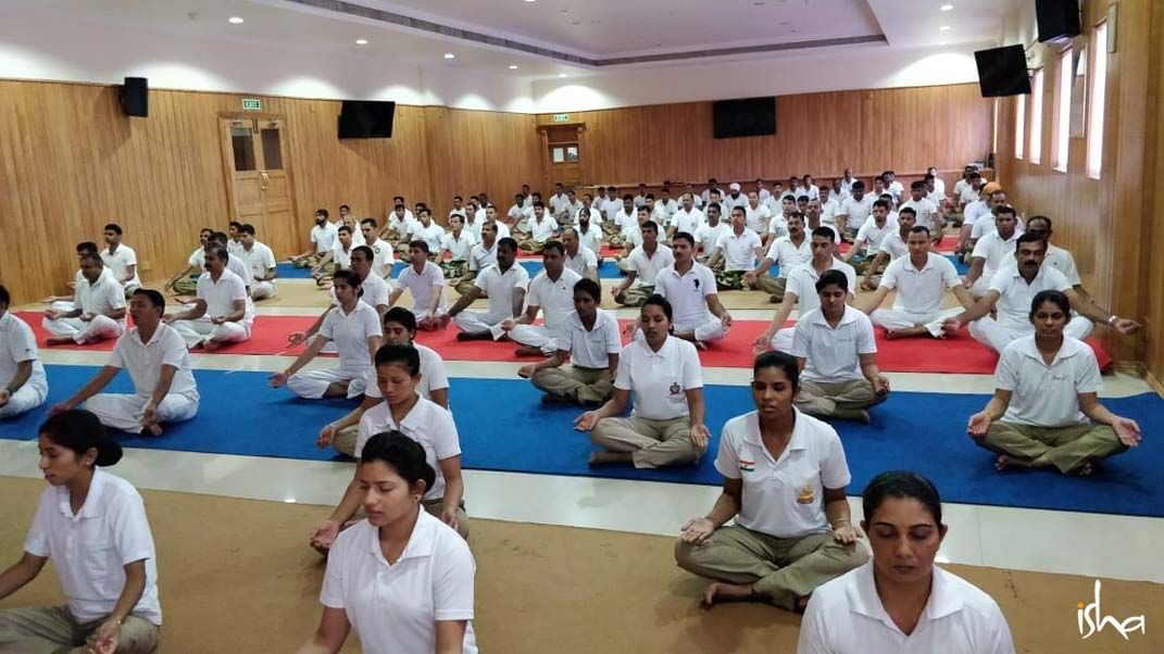 BSF soldiers doing yogic practices on International Yoga Day