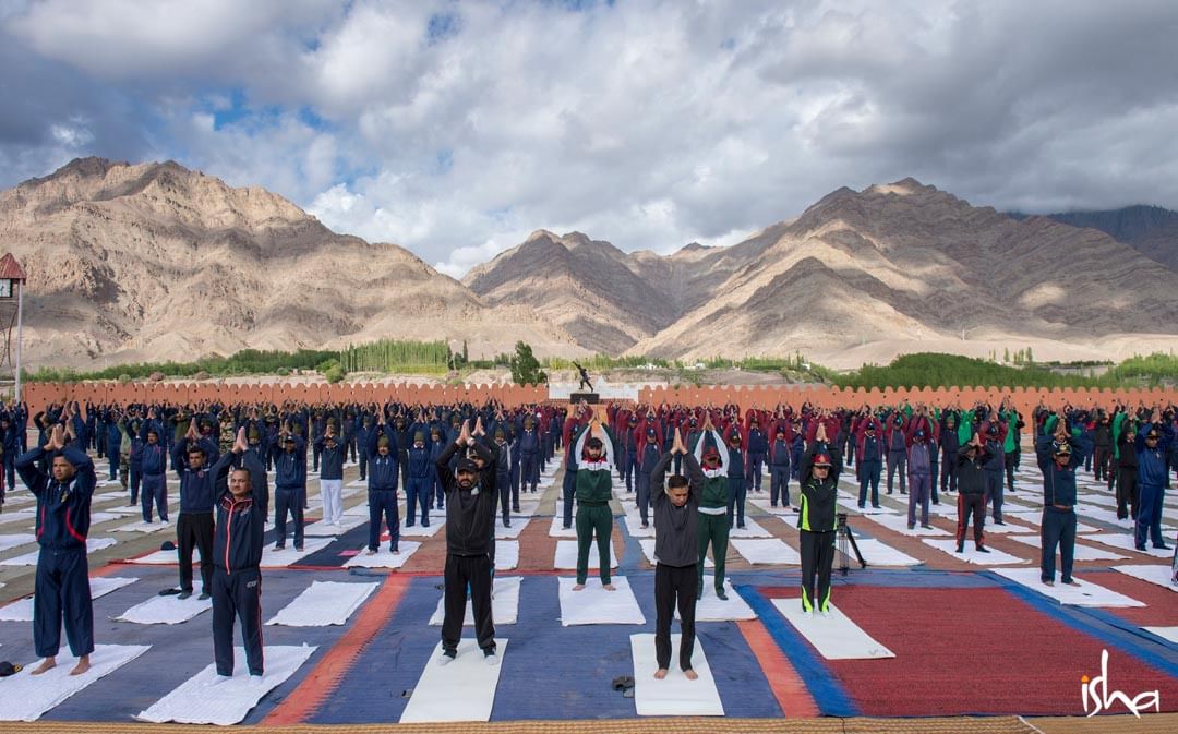 Indian Army soldiers at Leh doing Yoga Namaskar