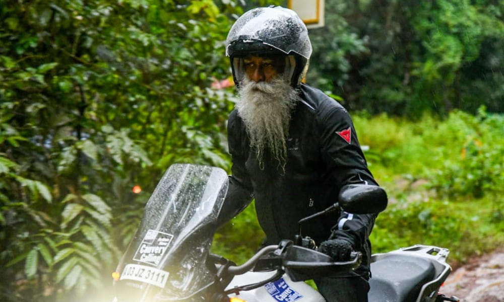 cauvery calling sadhguru on bike