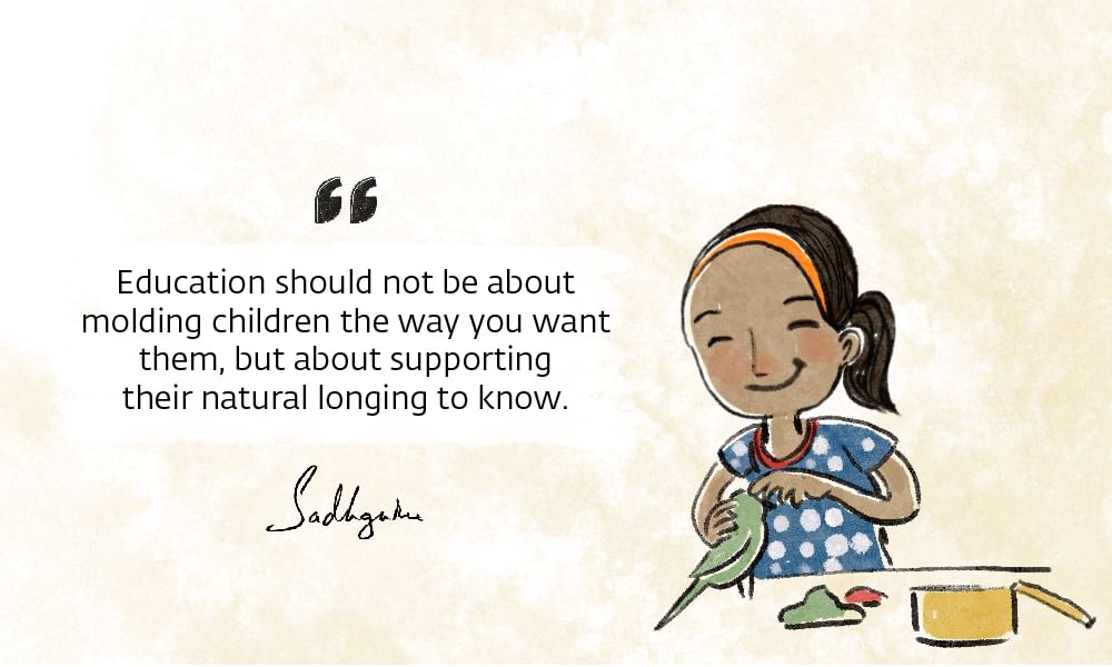 Education quotes artwork, with child petting a bird.