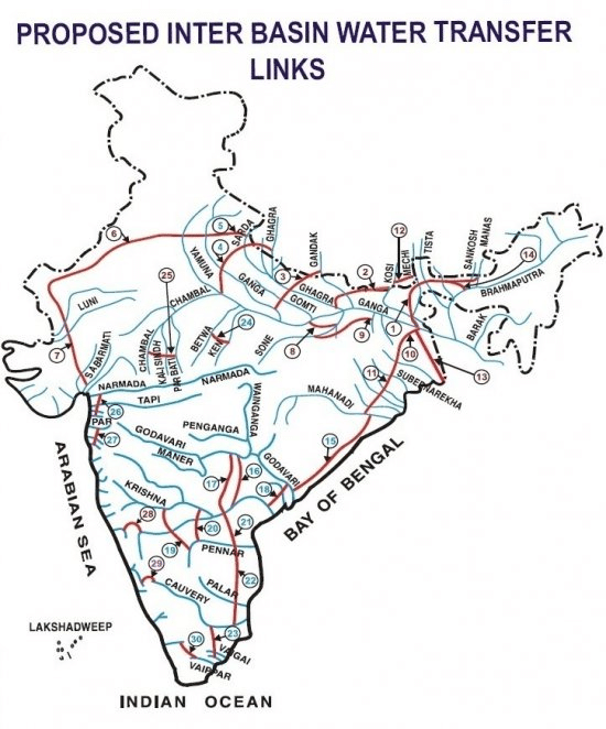 proposed inter basin water transfer map