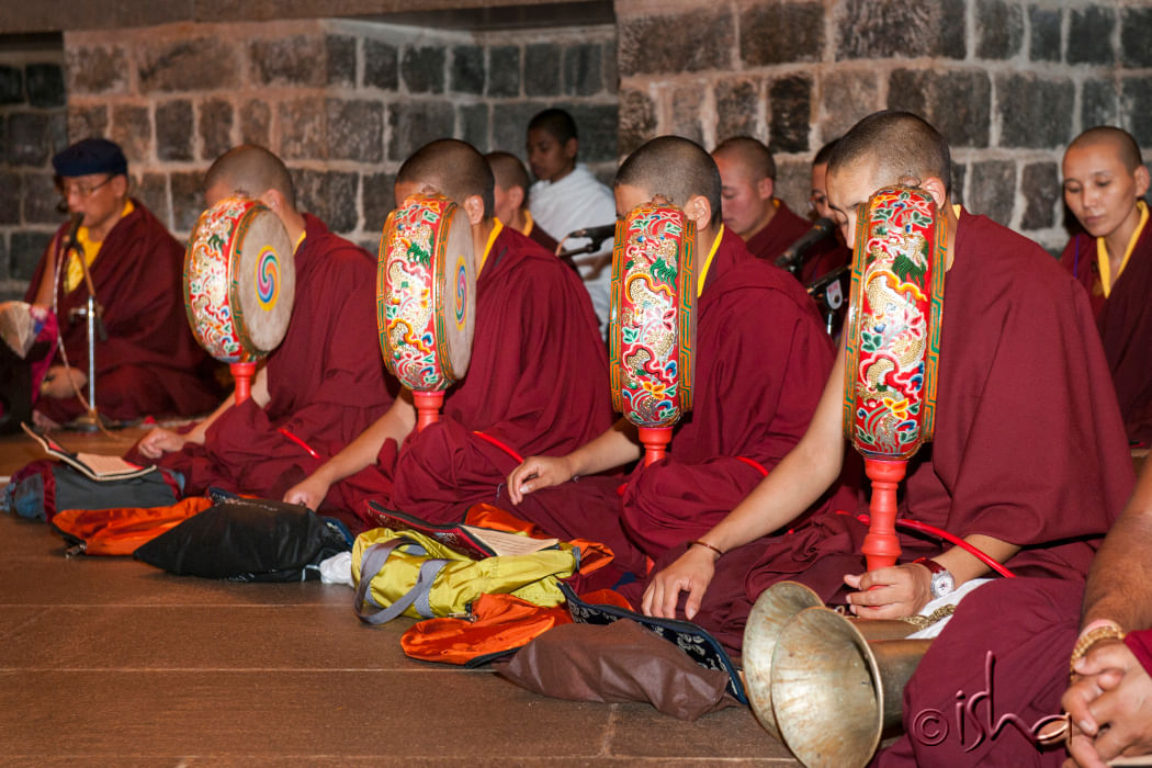 Buddhist monks offering on 14th Anniversary of Dhyanalinga Consecration, 2014