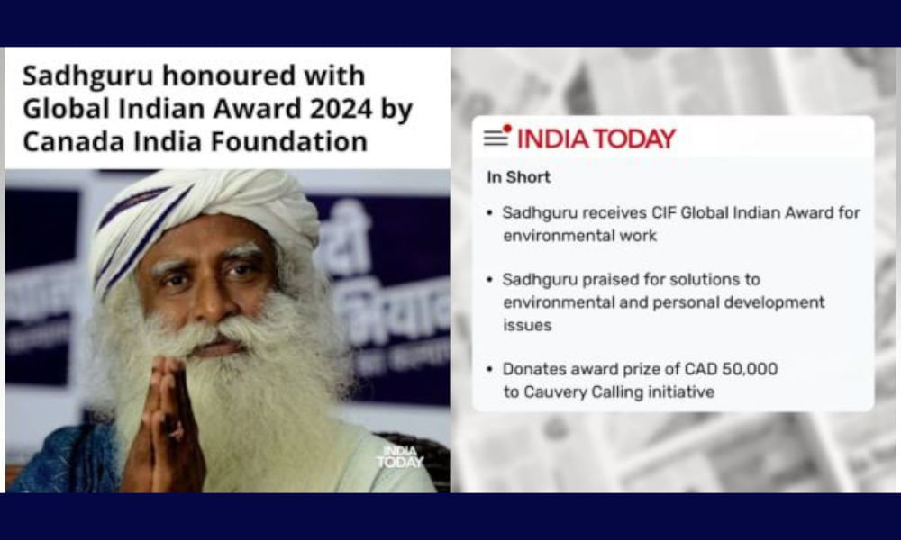 Sadhguru Honored with the “Global Indian of the Year 2024” by Canada India Foundation