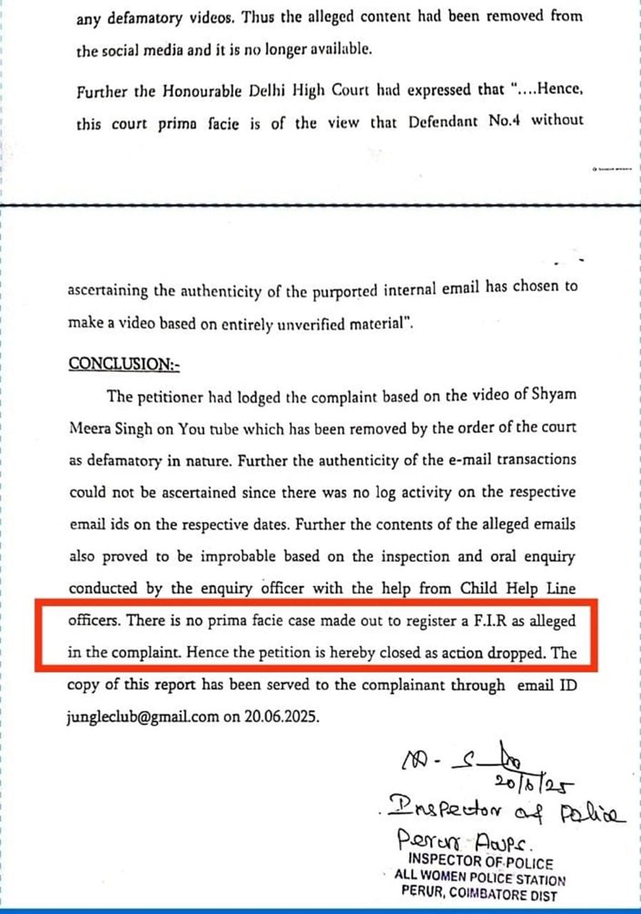 TN Police Closure Report on False Allegations against Isha Foundation