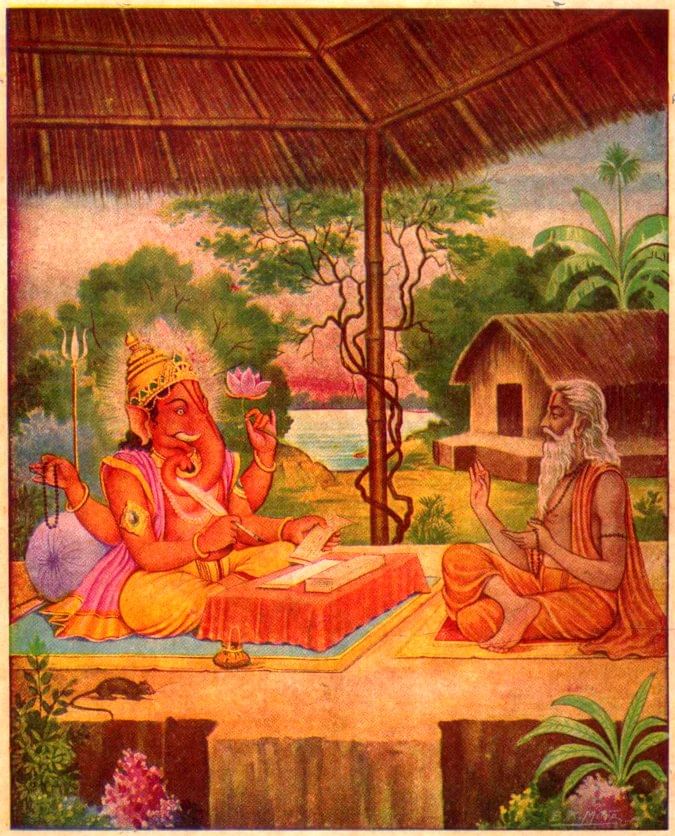Ganesha Writing Mahabharatham, வியாச முனிவர் கூற மஹாபாரதத்தை எழுதும் விநாயகர்
